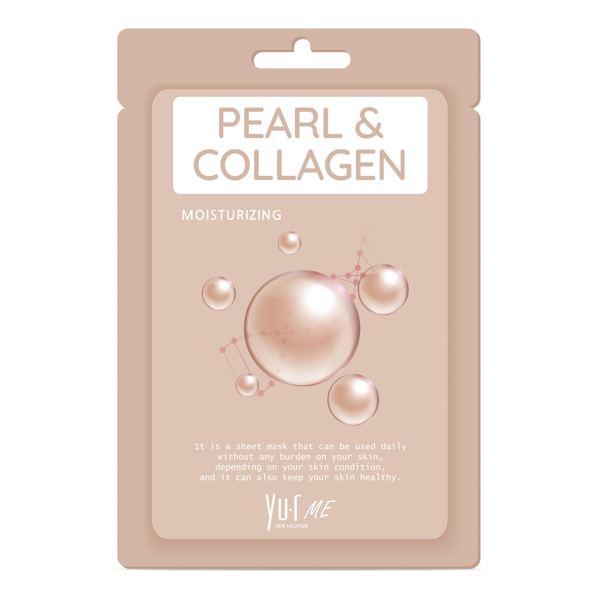 Yu.R Skin Solution Me Lakštinė veido kaukė su perlais ir kolagenu 1vnt (25g)