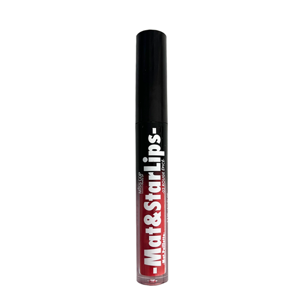 Miss Cop Mat & Star Lips skysti lūpų dažai, 02- Rouge épicé, 3,3 ml.