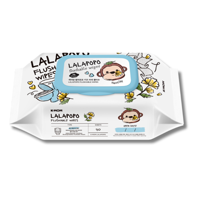 K-MOM Lalapopo organiškos drėgnos servetėlės, suyrančios vandenyje, 70 vnt.
