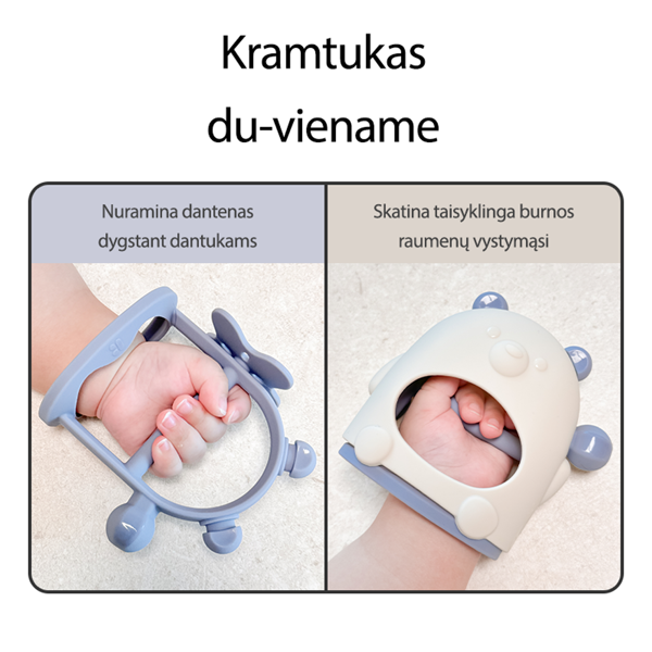 Mother-K Silikoninis kramtukas, užsidedantis ant riešo, Cream/Blue