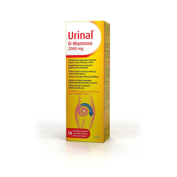 URINAL D-MANNOSE, 2000 mg, 14 šnypščiųjų tablečių paveikslėlis