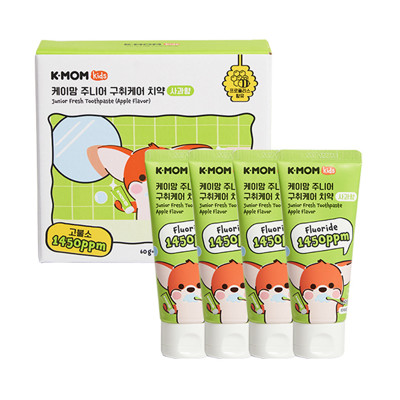 K-MOM dantų pasta su fluoru 1450 ppm., obuolių skonio, 4 x 60g.