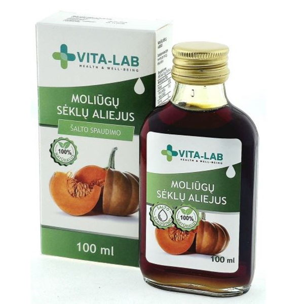 VITA LAB aliejus moliūgų sėklų 100% natūralus šalto spaudimo, 100 ml paveikslėlis