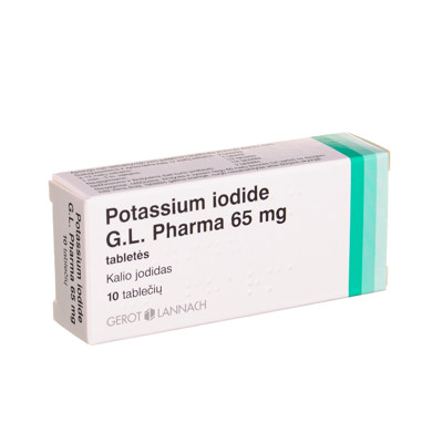POTASSIUM IODIDE G.L. PHARMA, 65 mg, tabletės, N10 paveikslėlis