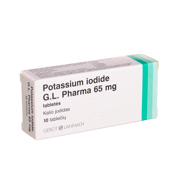 POTASSIUM IODIDE G.L. PHARMA, 65 mg, tabletės, N10 paveikslėlis