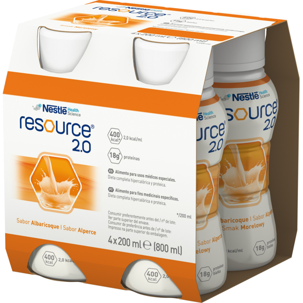 RESOURCE 2.0, abrikosų skonio gėrimas, 200ml, 4 vienetai paveikslėlis