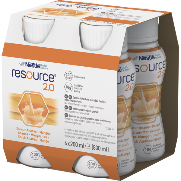 RESOURCE 2.0, mangų ir ananasų skonio gėrimas, 200ml, 4 vienetai paveikslėlis