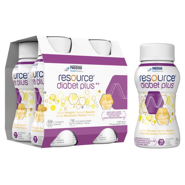 RESCOURCE DIABET PLUS, vanilės skonio gėrimas, 200ml, 4 vienetai paveikslėlis