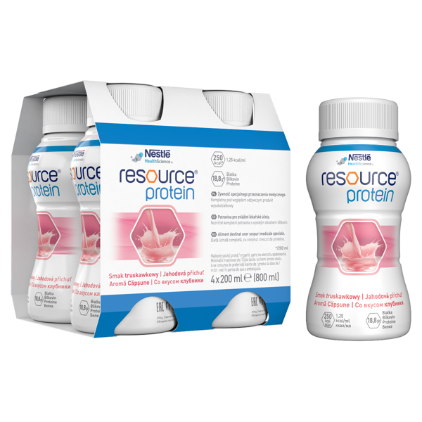 RESOURCE PROTEIN, braškių skonio gėrimas, 200ml, 4 vienetai paveikslėlis