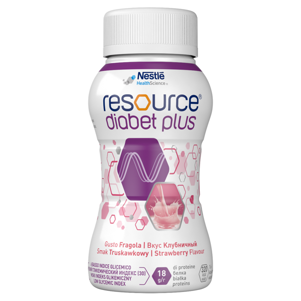 RESOURCE DIABET PLUS, Plus braškių skonio gėrimas, 200ml, 4 vienetai paveikslėlis