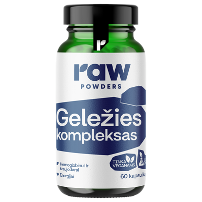 RAW POWDERS Geležies kompleksas PLUS, 60 kapsulių paveikslėlis