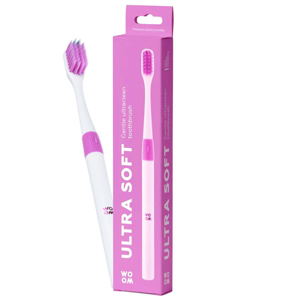 WOOM ULTRA SOFT TOOTHBRUSH PINK, labai minkštas dantų šepetėlis, rožinis, 1 vnt. paveikslėlis