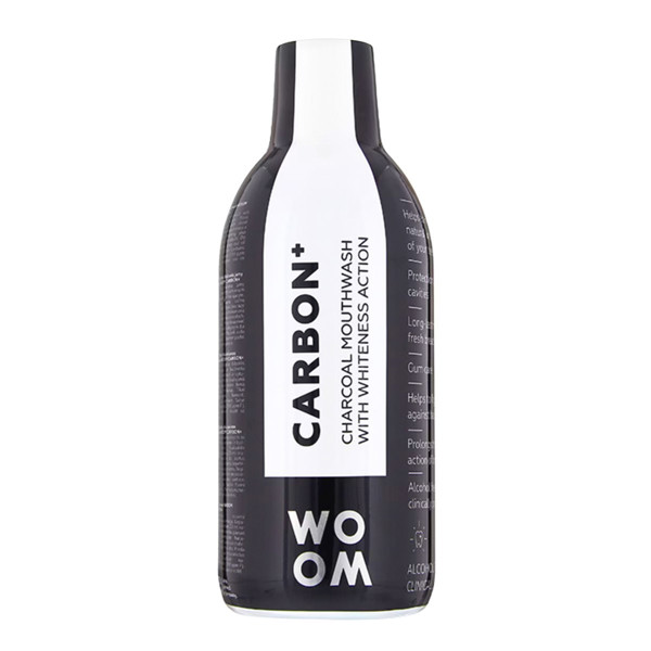 WOOM CARBON+, balinamasis burnos skalavimo skystis su aktyvuota anglimi, 500 ml paveikslėlis