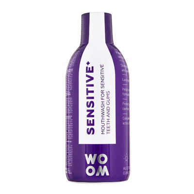 WOOM SENSITIVE+, burnos skalavimo skystis jautriems dantims ir dantenoms, 500 ml paveikslėlis