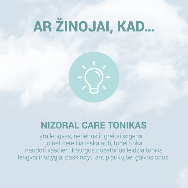 NIZORAL CARE, kosmetinis tonikas galvos odai, 100 ml paveikslėlis NIZORAL CARE, kosmetinis tonikas galvos odai, 100 ml paveikslėlis