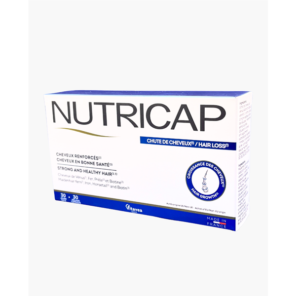 Tankesniems, stipresniems ir gyvybingesniems plaukams. Patentuota „Nutricap Hair Loss“ formulė.