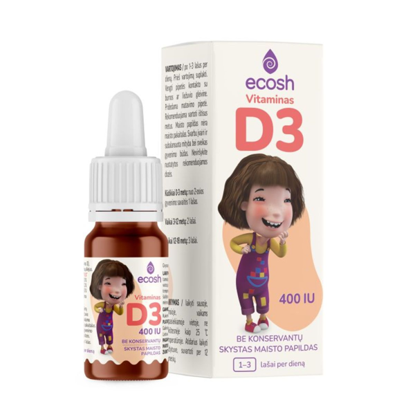 ECOSH KAKĖ MAKĖ, Vitaminas D3 su kokosų aliejumi 400 IU, 10 ml paveikslėlis