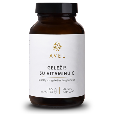 GELEŽIS SU VITAMINU C, Bioaktyvus geležies bisglicinatas, 90 kapsulių paveikslėlis