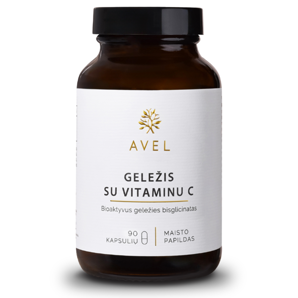 GELEŽIS SU VITAMINU C, Bioaktyvus geležies bisglicinatas, 90 kapsulių paveikslėlis GELEŽIS SU VITAMINU C, Bioaktyvus geležies bisglicinatas, 90 kapsulių paveikslėlis