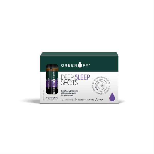 Greenify Deep Sleep Shots, kokybiškam miegui ir atsipalaidavimui, 10 ml, N10  paveikslėlis Greenify Deep Sleep Shots, kokybiškam miegui ir atsipalaidavimui, 10 ml, N10  paveikslėlis