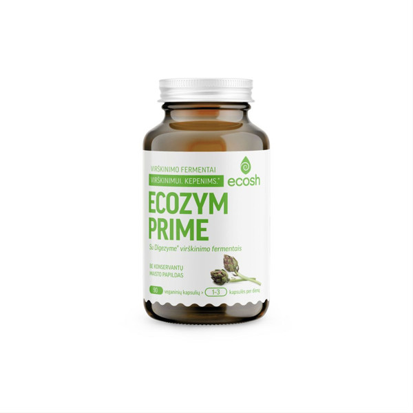 ECOSH Ecozym Prime su Digezyme virškinimo fermentais, 90 kapsulių paveikslėlis ECOSH Ecozym Prime su Digezyme virškinimo fermentais, 90 kapsulių paveikslėlis