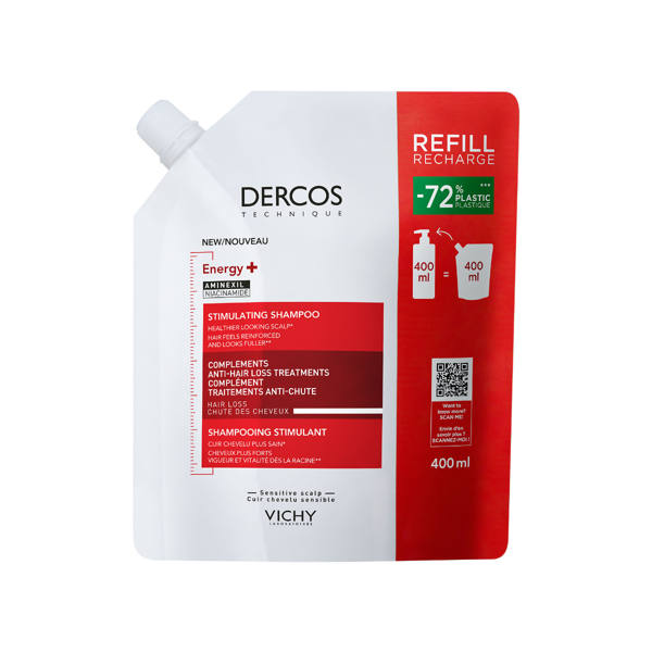 VICHY DERCOS ENERGY+, šampūnas slenkantiems plaukams, ekonomiškas papildymas, 400 ml paveikslėlis VICHY DERCOS ENERGY+, šampūnas slenkantiems plaukams, ekonomiškas papildymas, 400 ml paveikslėlis
