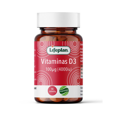 LIFEPLAN VITAMINAS D3, 4000 TV, 90 tablečių paveikslėlis