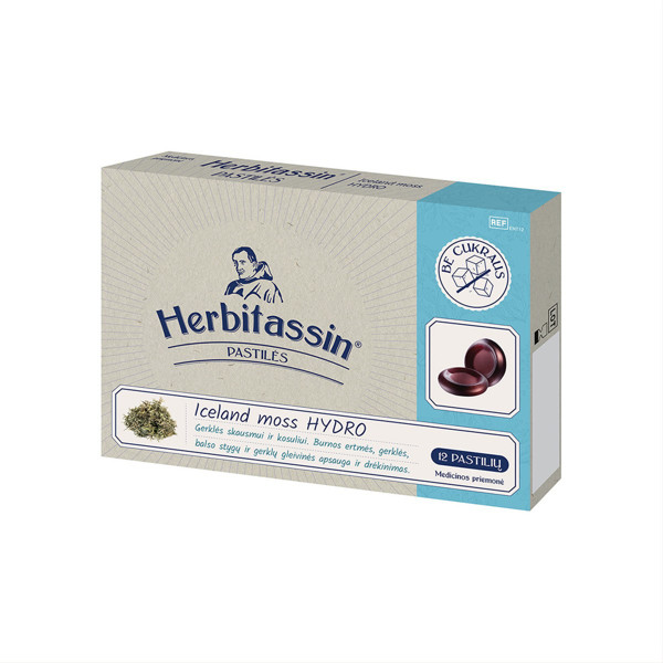 HERBITASSIN ICELAND MOSS HYDRO, 12 pastilių paveikslėlis