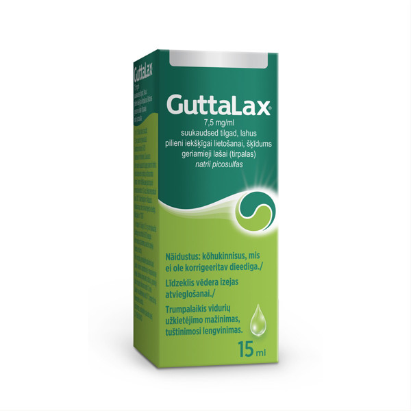 GUTTALAX, 7,5 mg/ml, geriamieji lašai (tirpalas), 15 ml  paveikslėlis
