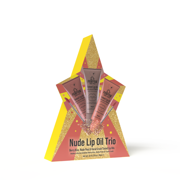 Dr.PAWPAW, NUDE LIP OIL TRIO, šventinis lūpų aliejų rinkinys, 3vnt, 24ml Dr.PAWPAW, NUDE LIP OIL TRIO, šventinis lūpų aliejų rinkinys, 3vnt, 24ml