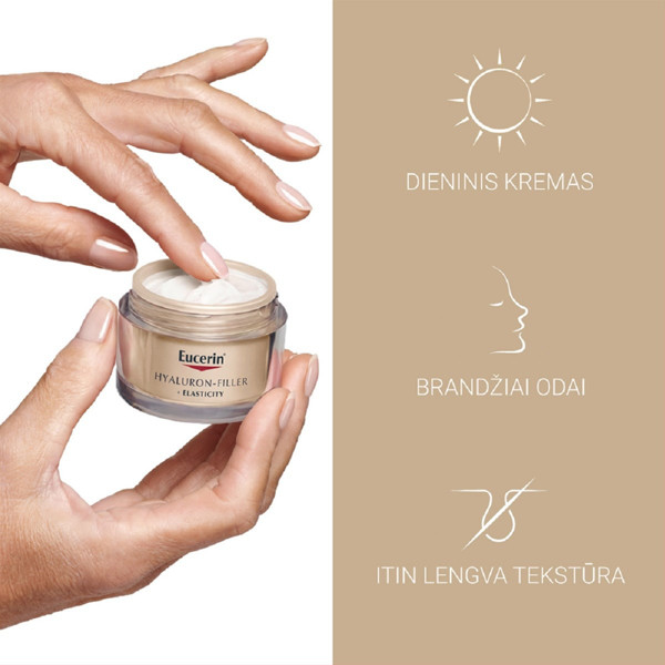 EUCERIN HYALURON - FILLER + ELASTICITY, dieninis kremas, SPF15, 50 ml paveikslėlis EUCERIN HYALURON - FILLER + ELASTICITY, dieninis kremas, SPF15, 50 ml paveikslėlis