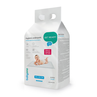 BABYONO, kūdikio pervystymo paklotai, 40x60cm 513/22, 22 vnt. paveikslėlis