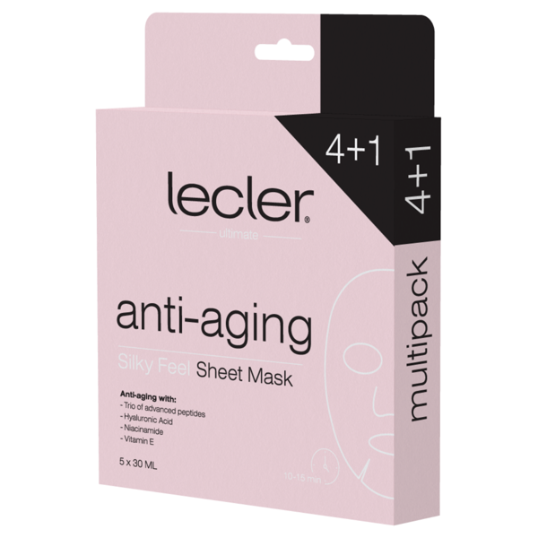 Lakštinė veido kaukė Lecler ANTI-AGING su peptidais (4+1 multipack)