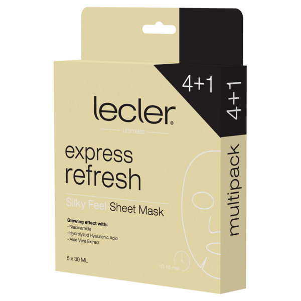 Greito poveikio lakštinė veido kaukė Lecler EXPRESS-REFRESH (4+1 multipack)