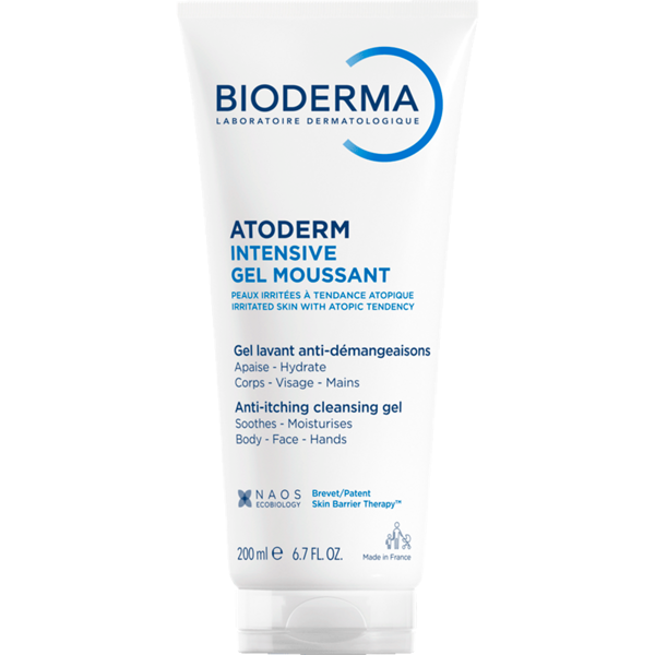 BIODERMA ATODERM INTENSIVE GEL MOUSSANT, švelnus gelinis prausiklis labai sausai ir atopiškai odai, bekvapis, 200 ml paveikslėlis