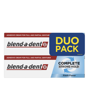 BLEND-A-DENT COMPLETE STRONG HOLD FRESH FLAVOR, Fiksuojamasis dantų protezų kremas , 47g, 2 vnt.  paveikslėlis