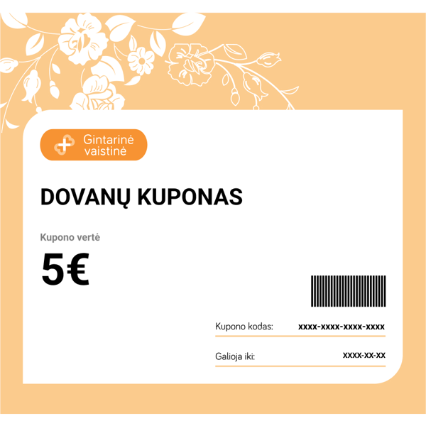 Skaitmeninis dovanų kuponas, 5 EUR Skaitmeninis dovanų kuponas, 5 EUR