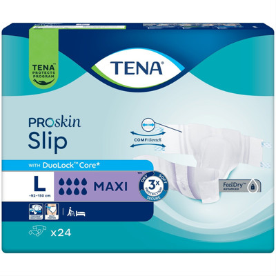 TENA SLIP MAXI, anatominės sauskelnės šlapimo nelaikymui, L, 24 vnt. paveikslėlis