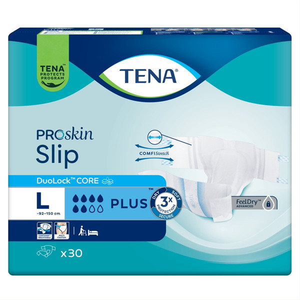 TENA SLIP PLUS, Anatominės sauskelnės šlapimo nelaikymui, L, 30 vnt. paveikslėlis TENA SLIP PLUS, Anatominės sauskelnės šlapimo nelaikymui, L, 30 vnt. paveikslėlis