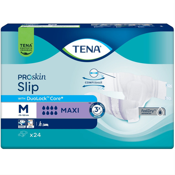 TENA SLIP MAXI, Anatominės sauskelnės šlapimo nelaikymui, M, 24 vnt. paveikslėlis TENA SLIP MAXI, Anatominės sauskelnės šlapimo nelaikymui, M, 24 vnt. paveikslėlis