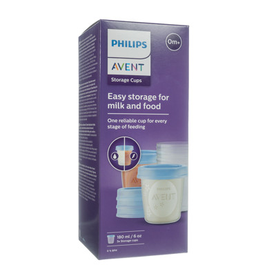 PHILIPS AVENT, indeliai Via su dangteliais, SCF619/05, 180 ml, 5 vnt. paveikslėlis
