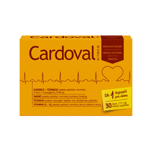 CARDOVAL RITMO, 30 kapsulių paveikslėlis CARDOVAL RITMO, 30 kapsulių paveikslėlis