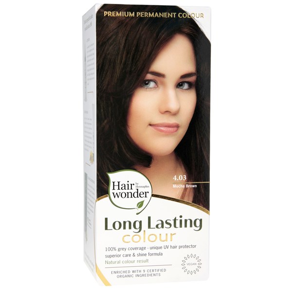 HENNAPLUS Ilgalaikiai plaukų dažai su 9 ekologiškais ekstraktais, spalva kavos ruda 4.03, 100 ml HENNAPLUS Ilgalaikiai plaukų dažai su 9 ekologiškais ekstraktais, spalva kavos ruda 4.03, 100 ml