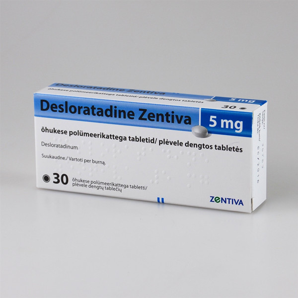 DESLORATADINE ZENTIVA, 5 mg, plėvele dengtos tabletės, N30  paveikslėlis