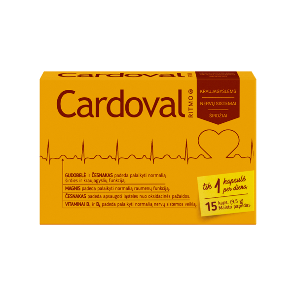 CARDOVAL RITMO, 15 kapsulių paveikslėlis CARDOVAL RITMO, 15 kapsulių paveikslėlis