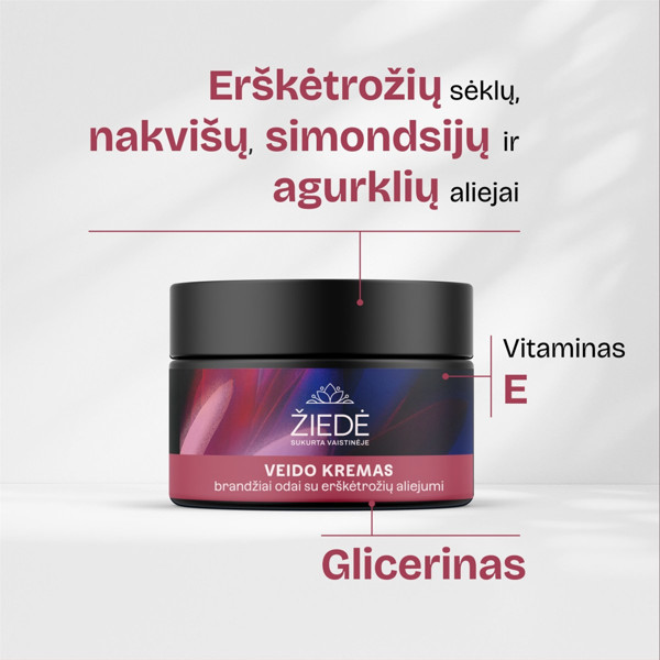 ŽIEDĖ, veido kremas brandžiai odai su erškėtrožių aliejumi, 50 ml  paveikslėlis