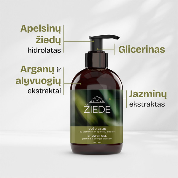 ŽIEDĖ, dušo gelis su jazminais ir apelsinų žiedais 300ml paveikslėlis