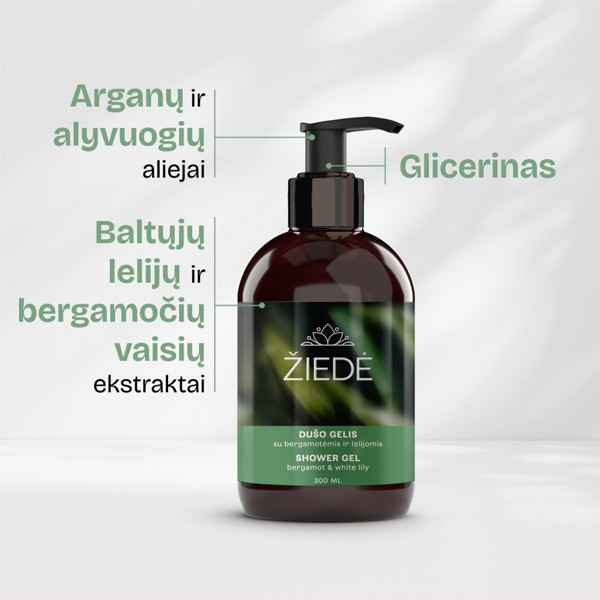 ŽIEDĖ, dušo gelis su bergamotėmis ir lelijomis 300ml paveikslėlis