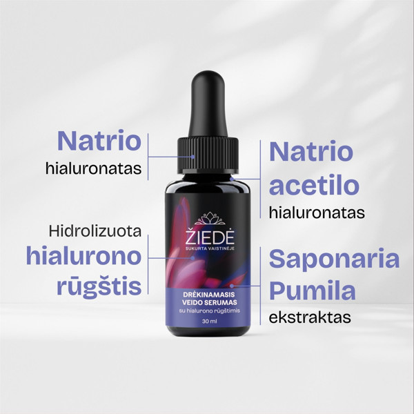 ŽIEDĖ, Drėkinamasis veido serumas su hialurono rūgštimis, 30 ml paveikslėlis