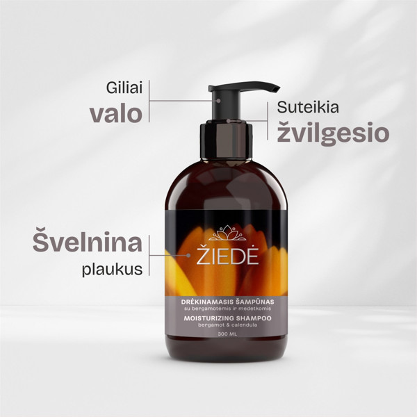 ŽIEDĖ, šampūnas drėk. su bergamotėmis ir medetkomis 300ml  paveikslėlis